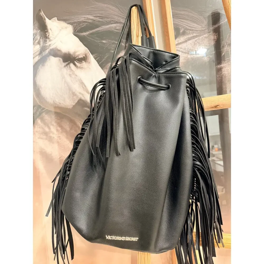 Victorias secret black leather fringe - Picture 7 of 8